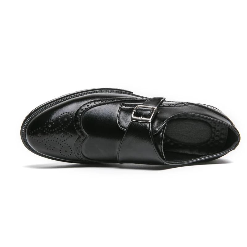 Men Loafers Shoes Round Toe Buckle Strap Black Brown Business Shoes for Men with  Size 38-46 Dress Shoes Men