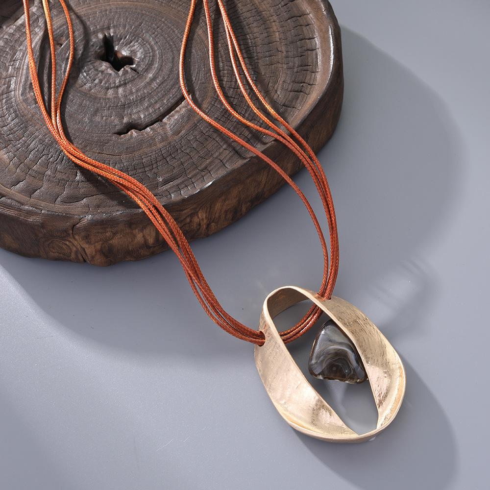 Vintage Geometric Long Pendant Necklace Women