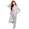 1011 spring and autumn new ice silk pajamas women's sweet wind cartoon long-sleeved cardigan Internet celebrity thin loungewear suit