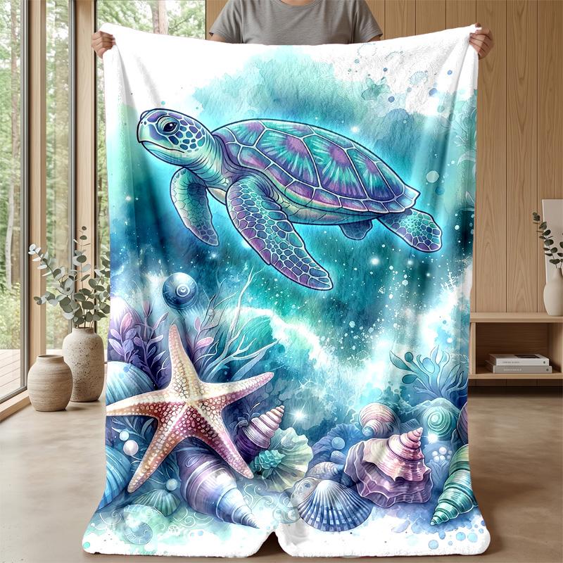 Oceanic Sea Turtles Theme blanket Lightweight Warm Flannel Blanket Decorative Throw Blanket for Home Decoration