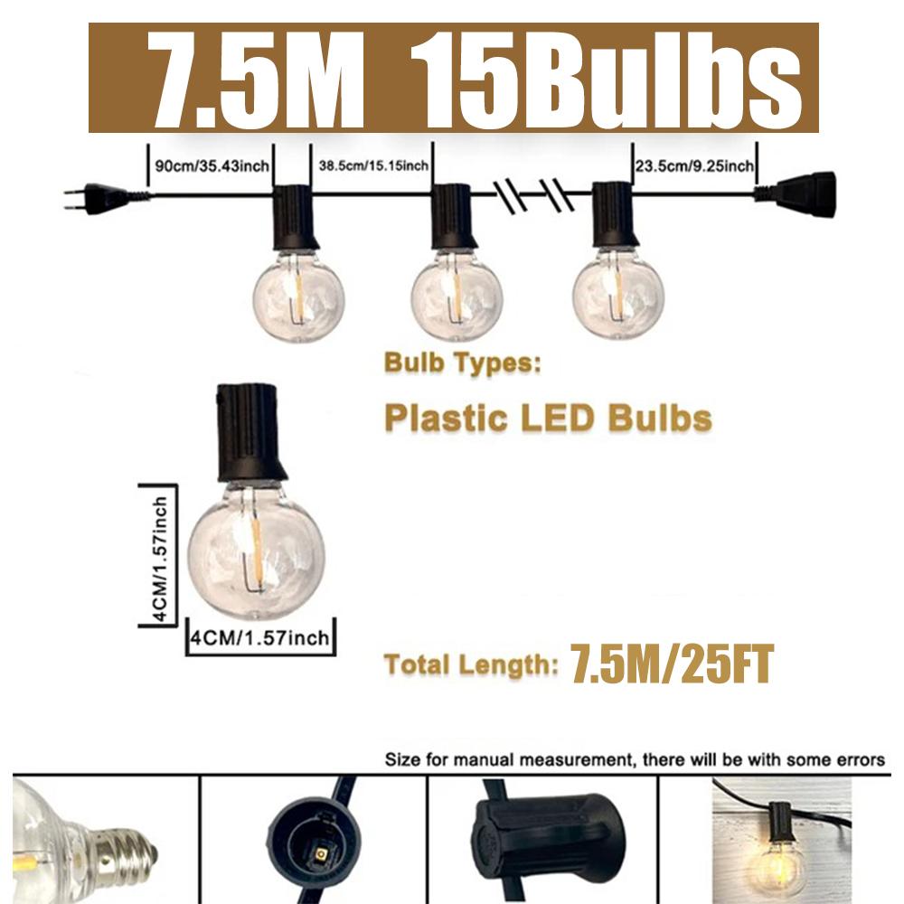 

Светодиодные гирлянды G40 Ball Fairy 220 В водонепроницаемые уличные гирлянды для сада, террасы, паба, рождественской вечеринки, украшения EU Plug