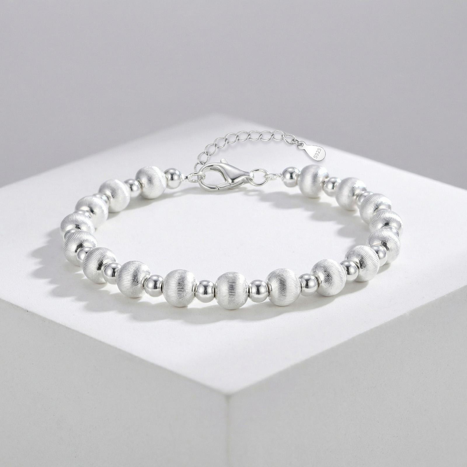 

Silver Color Brushed Bead Bracelet Necklace for Women Beads Chain Bracelets Necklaces Simple Fashion Jewelry Gifts