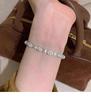 Pearl Sand Light Gold Zircon Oval Bracelet - Elegant Court Style, Luxurious Design for Women