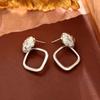 European & American Style Rhombus Earrings, Gold-Plated Copper, Minimalist INS Fashion Jewelry