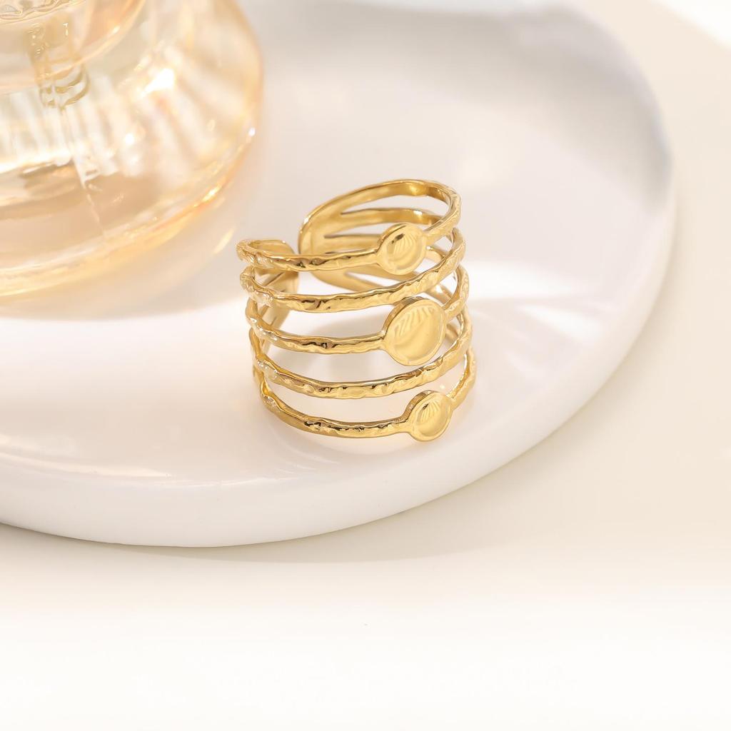 18K Non-fading European and American Irregular Hollow Ring - Versatile Fashion Hand Jewelry Design