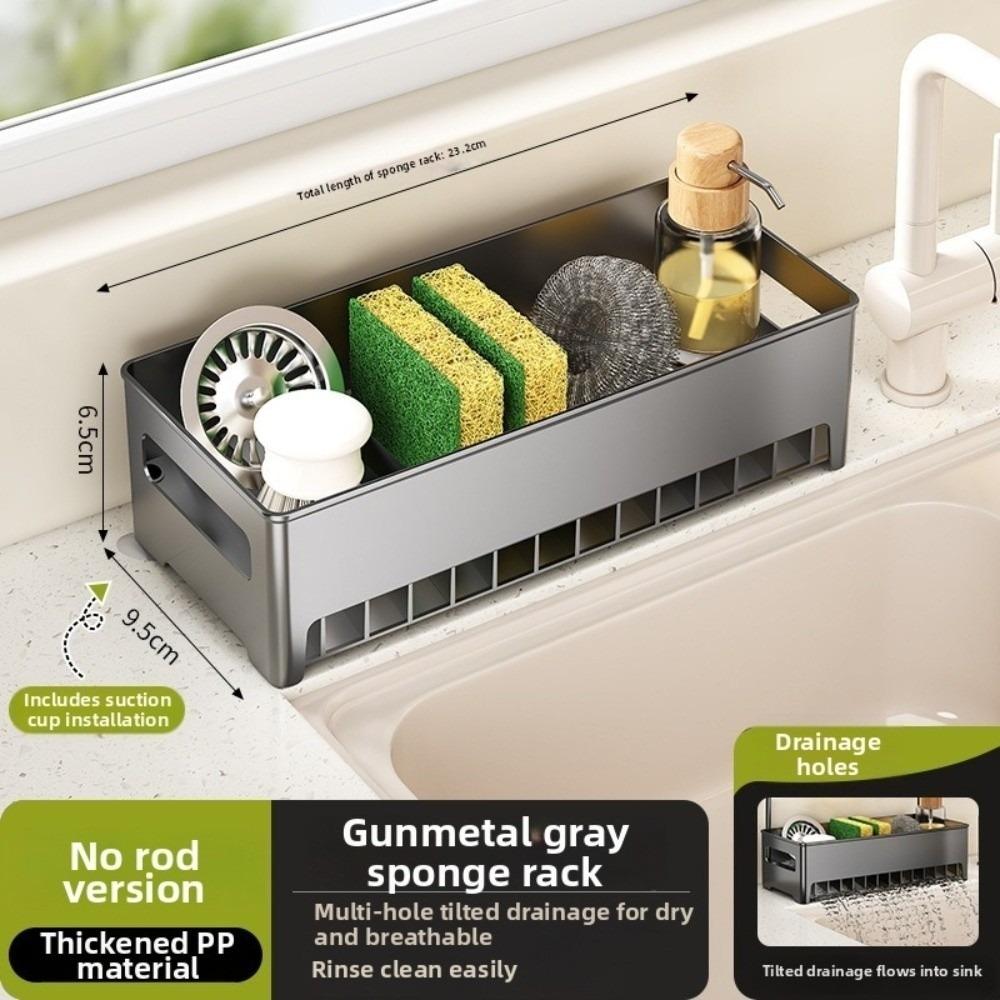 

Easy to Clean Multi-Use Drain Rack Space-Efficient Sink Storage Tray Kitchen Sink Rack Home Use Grey-A