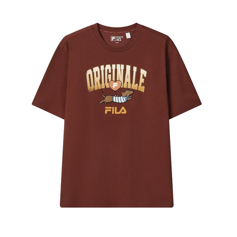 

FILA Original Trendy Casual Sports T-Shirt Men tops Red Brown F61M629102FBN 2XL