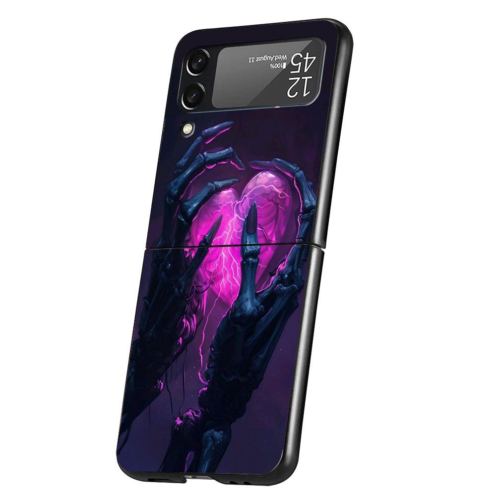 Anatomy Skeleton Heart Lovey Kiss Cover Phone Case For Samsung Galaxy Z Flip 7 6 5 4 3 5G Flip7 Flip6 Flip5 Flip4 Flip3 Black Fu