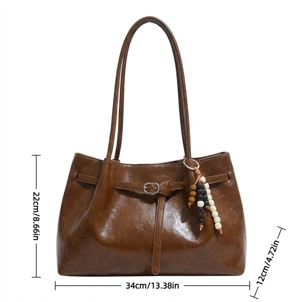 Suede/PU Leather Shoulder Bag Retro Elegant Handbag Available In 4 Colors Solid Color Commuting Tote Bag School/Travel/Work