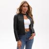 25 Spring and Autumn New Casual Leather Clothing Women's Fashion European and American Street European and American Size Stand-up Collar Jacket 