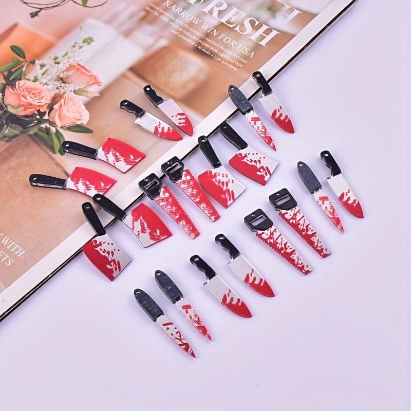 [Halloween Acrylic Earrings] 10pcs Halloween Flat Acrylic Fun Knife Pendant Earrings Necklace Accessories Set
