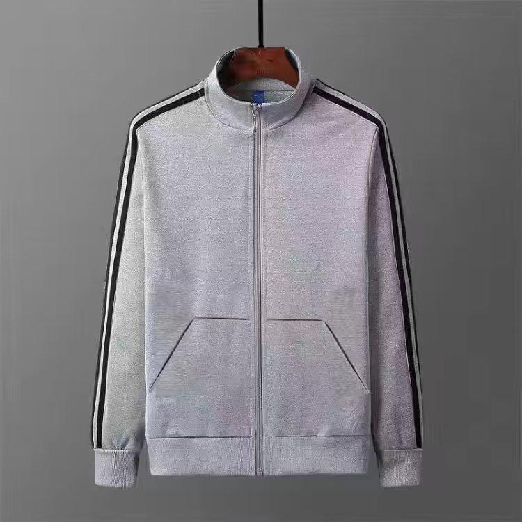 Trendiges Unisex Sportoutfit für Frühling & Herbst: Dreistreifiger Cardigan & Lange Hose Set für Paare