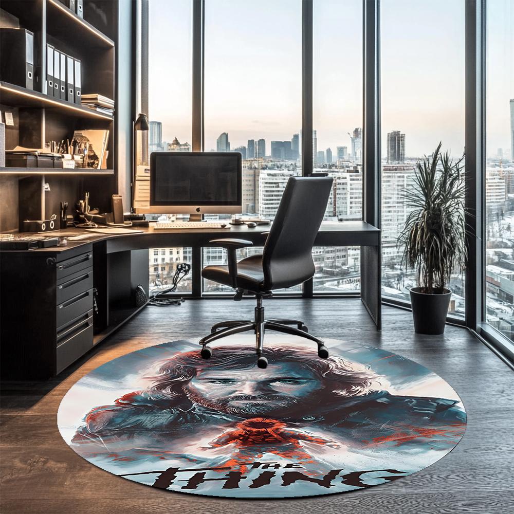 The Thing Printed Round Rug Carpet Chair Rug Area Rug Entryway Doormats,for Office Chair Living Room Bedroom Kitchen Room.