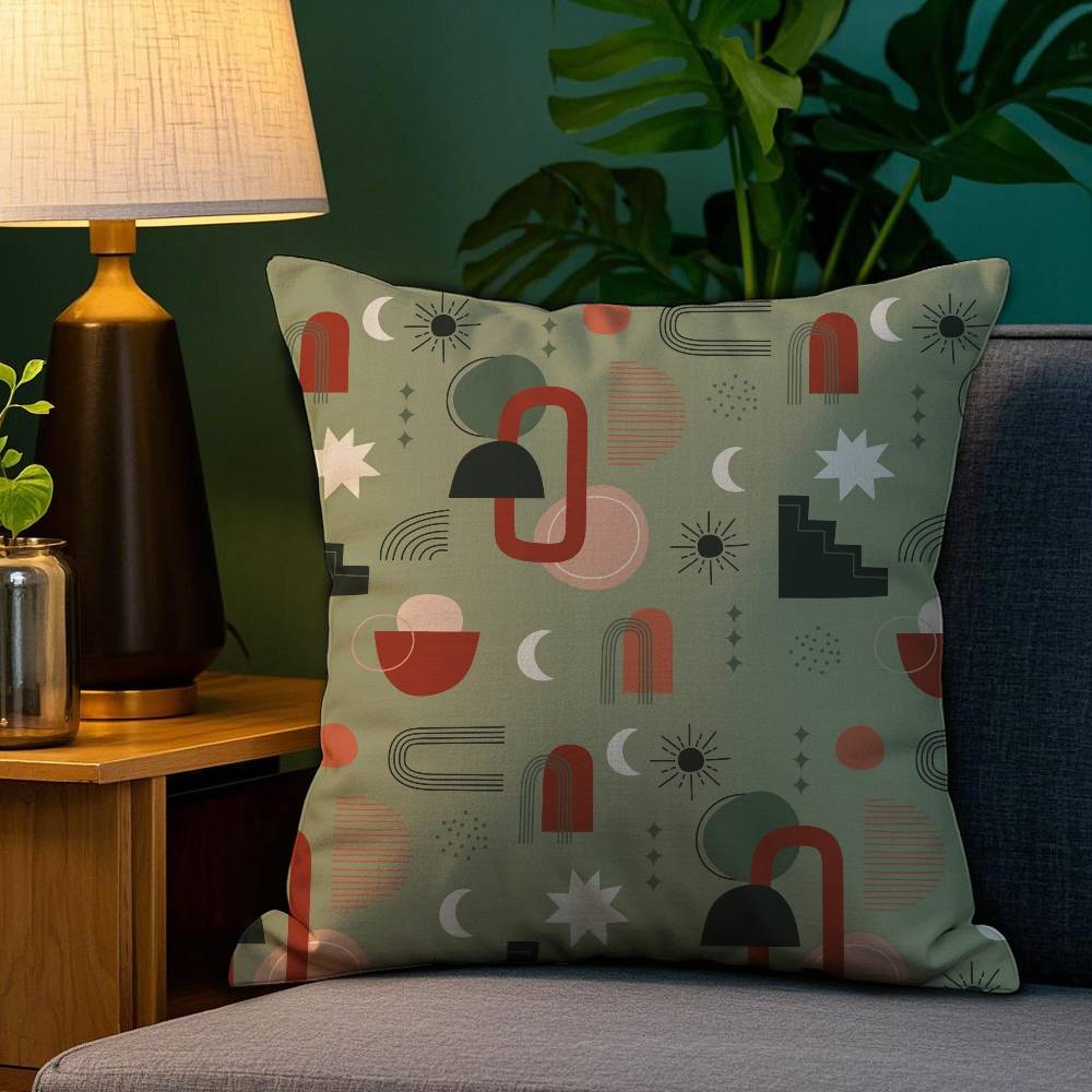 Home Decor Vintage Geometric Pattern Digital Print Pillowcase Pattern Cushion Cover Suitable for Sofa Bedroom Car Pillow Cover