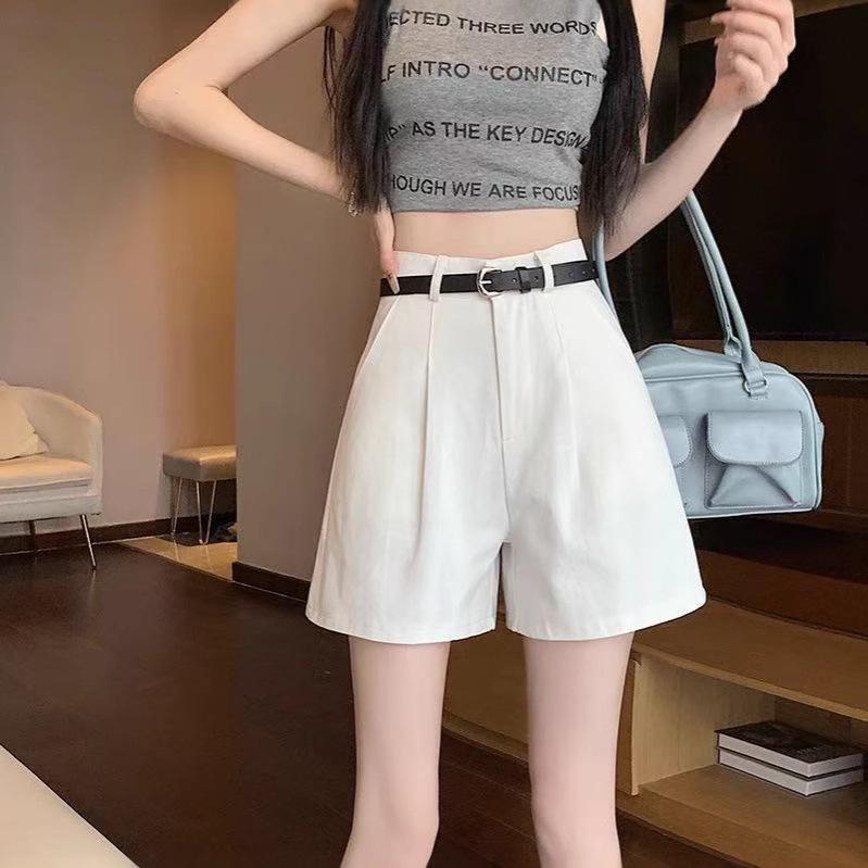 2025 Spring/Summer Women's High-Waisted A-Line Wide-Leg Shorts - Korean Style, Petite Slimming Fit
