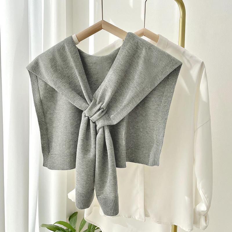 Dongdaemun Korean-Style Knitted Crossover Cape: Double-Sided High-End Shawl & Square Scarf for Spring/Summer