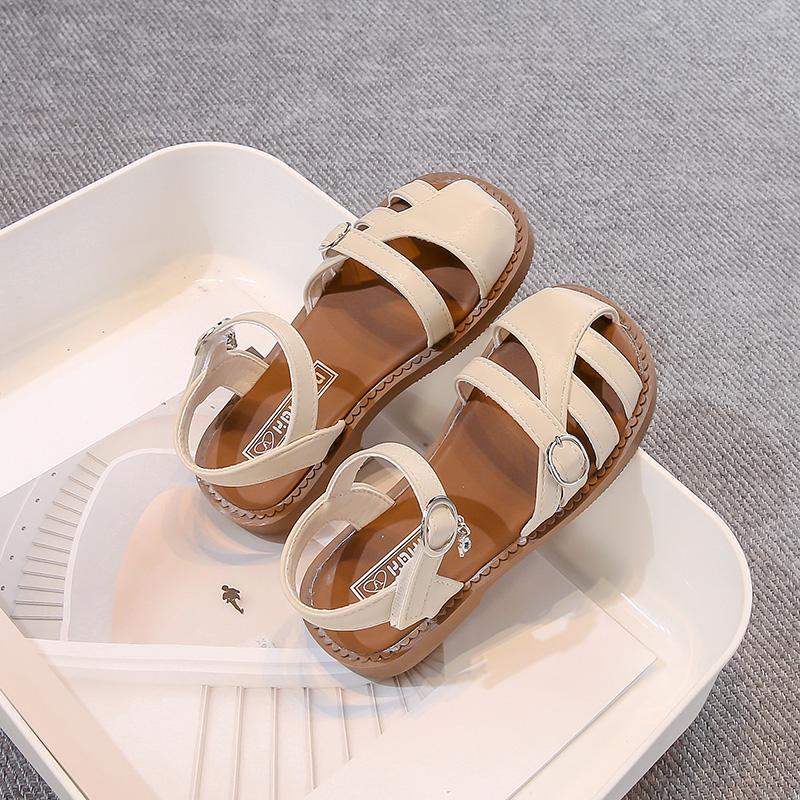 Girls Sandals Hollowed-out Kids Beach Shoes Soild Color Versatile 2025 Summer New Children Fashion Shoes Soft Sole Non-slip