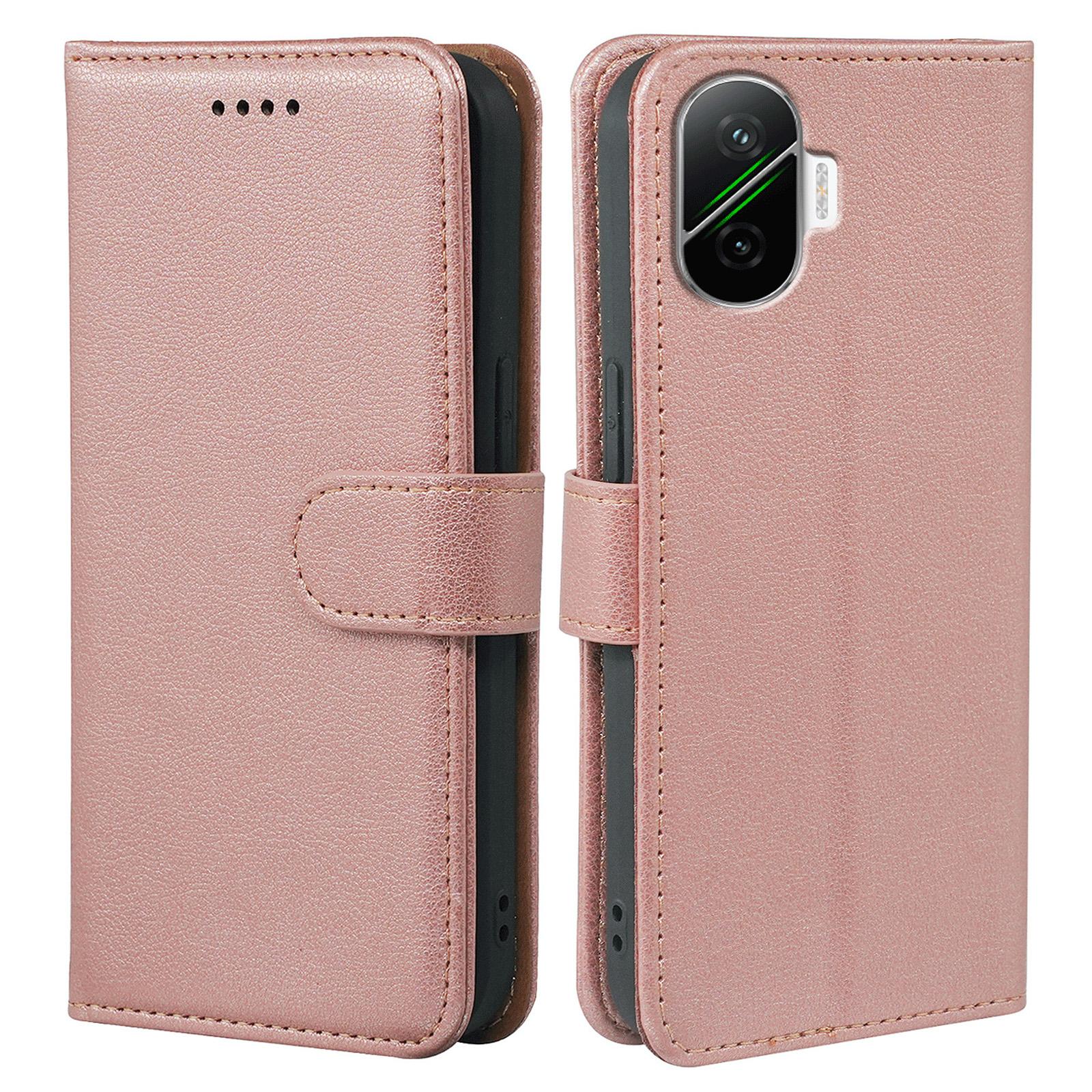 

For Xiaomi Poco F7 5G/Redmi Turbo 4 Pro 5G Case RFID Blocking Wallet Litchi Texture Leather Phone Cover Magnetic Clasp Rose Gold