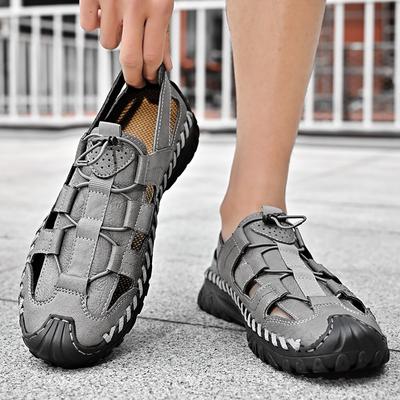 Outdoor Sandals for Men Walk Sneakers Daily Commute Casual Shoe Leather Summer Sandal Comfortable Handmade Breathable Mesh Roman