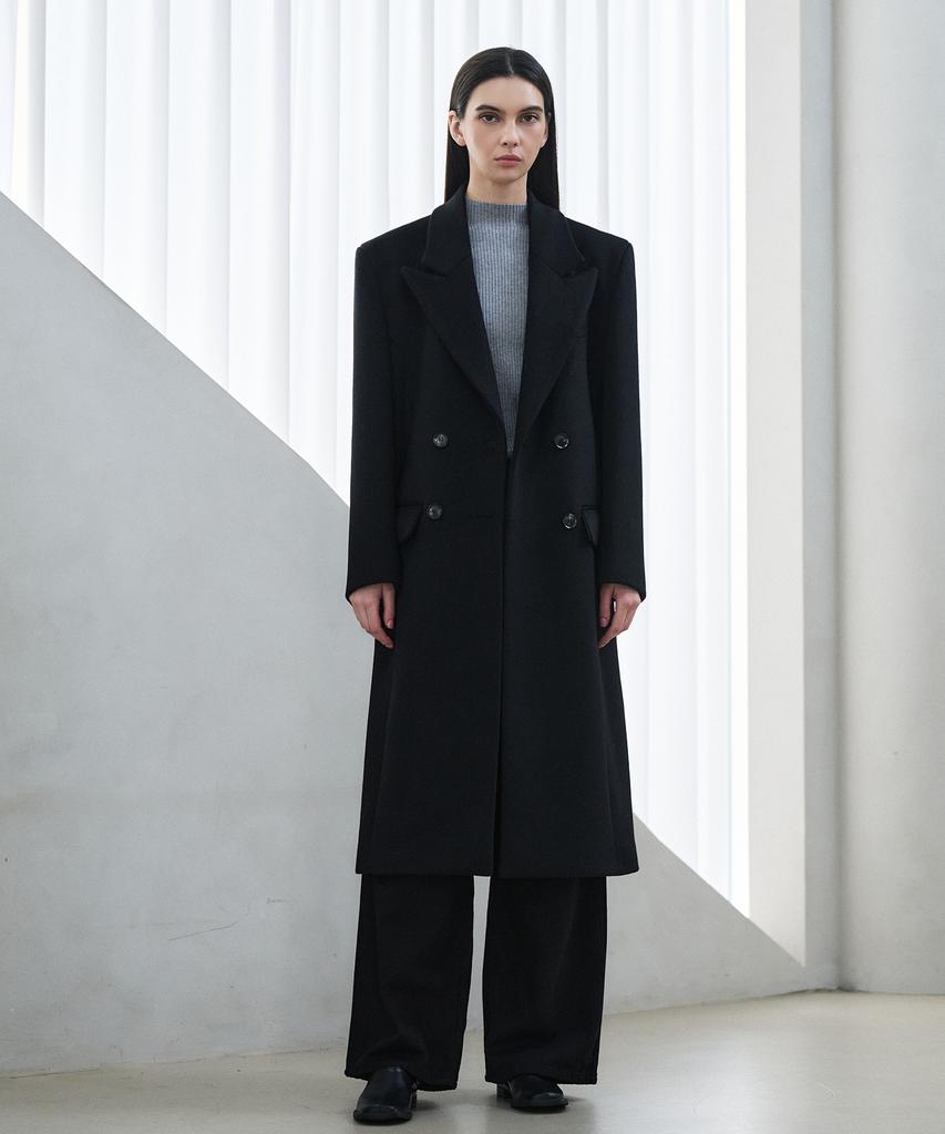 PLUNASTUDIO Wool Classic Double Coat_Black