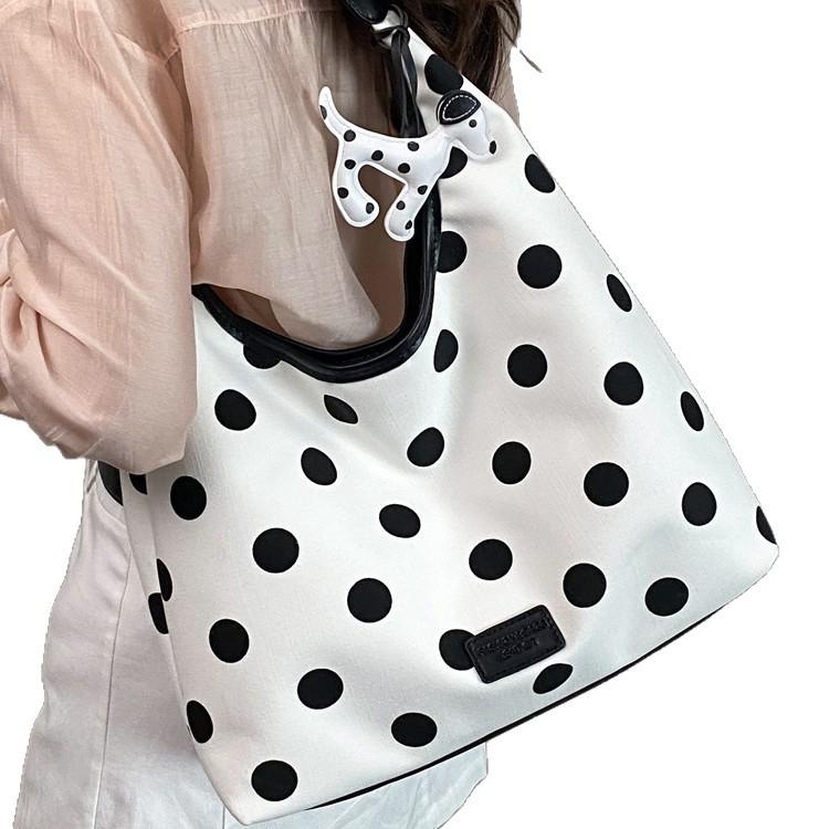 New Large-Capacity Underarm Polka Dot Tote Bag Women'S High-End Light Luxury Niche Commuter Shoulder Bucket Bag