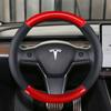 Kohlefaser +Echtleder Auto Lenkradabdeckung Rutschfest Für Tesla Model 3 2016 2018 Autozubehör