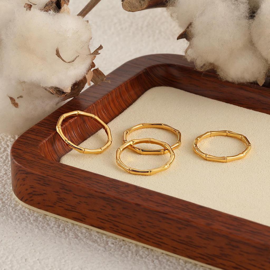 New Korean-Japanese Bamboo Joint Ring: Cold Style, Women's Titanium Steel, Non-Fading, Stackable Index Finger Accessory.