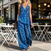 Summer Printed 2 Piece Sets for Women Sleeveless V Neck Tank Top And Wide-Leg Pants Lounge Sets Casual Vacation Matching Outfits