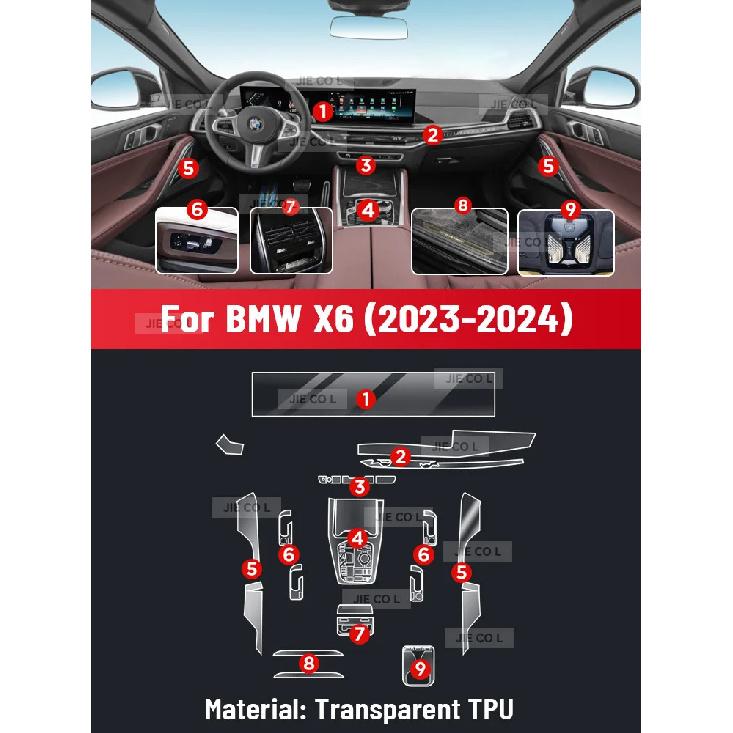 Auto Central Control Screen TPU Navigation Anti Scratch interior Protection Film GPS Navigation For BMW X6  2024 Left rudder driving
