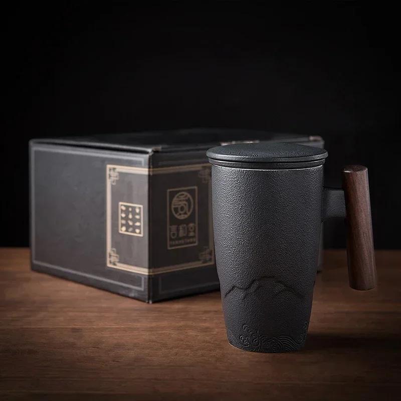 Kreativer Retro-Becher Keramik Große Teetasse Kaffee Handgefertigte Keramikbecher Tassen und Becher Geschäftsgeschenk-Set