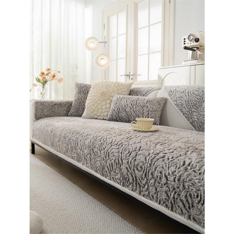 Winter Thickened Embossed Velvet Sofa Cushion Non-Slip Seat Cushions High-End Leather Sofa Cover Backrest Cover Cloth