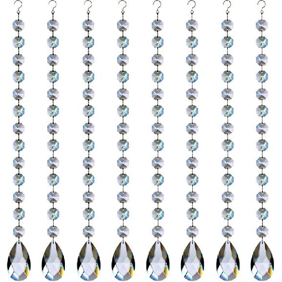1ft 10pcs Teardrop Crystals Garland, Hanging Chandelier Crystals Prism Beads Chain for Wedding Home Decoration Clear GOLDENHAITAI