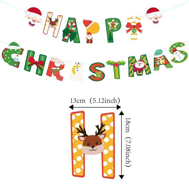 Christmas Banner: MERRY CHRISTMAS Hanging Decoration Flag