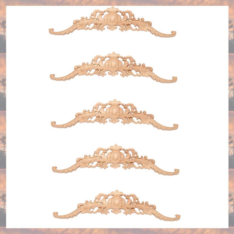 2025 Trend 5X Vintage Rostlina Dřevo Vyřezávaný Rohový Aplikovaný Dekor Zdobit Rám Skříň Krbová Dvířka Nábytek Dekorativní Dřevěné Figurky