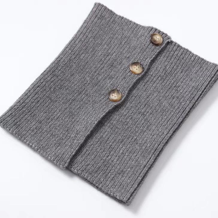 Knit Button Dickey for Girls: Woolen Snood & Neck Warmer - Multipurpose Cold-Proof Autumn/Winter Scarf