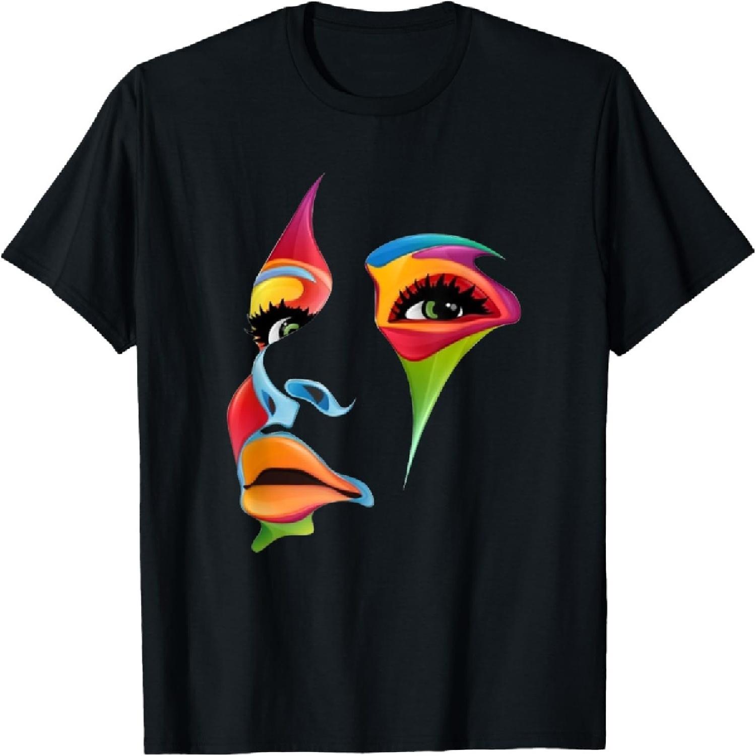 Abstract Colorful Woman Art Face T-Shirt S