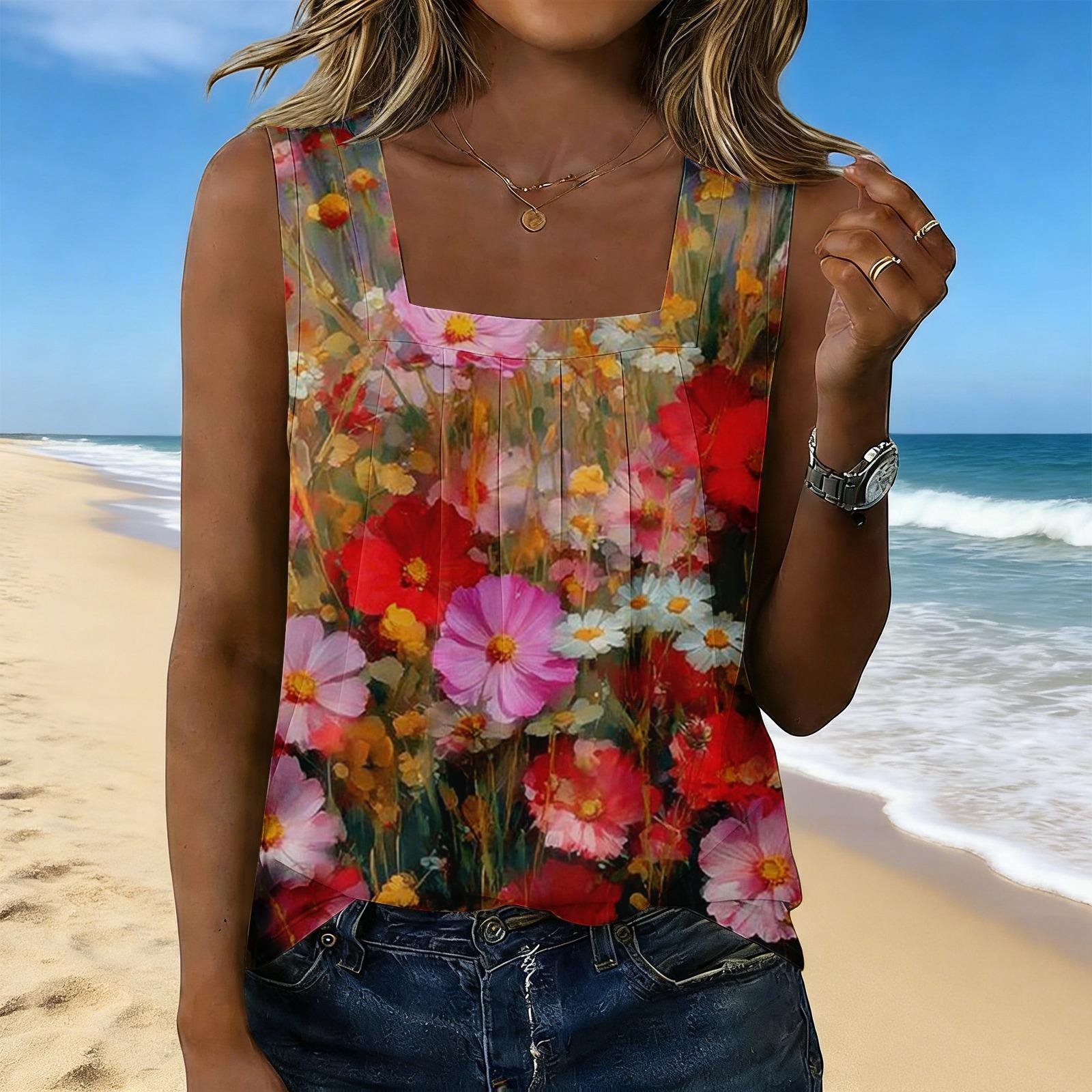 

Women s Fashionable Casual Vintage Print Tank Top S Кіновар