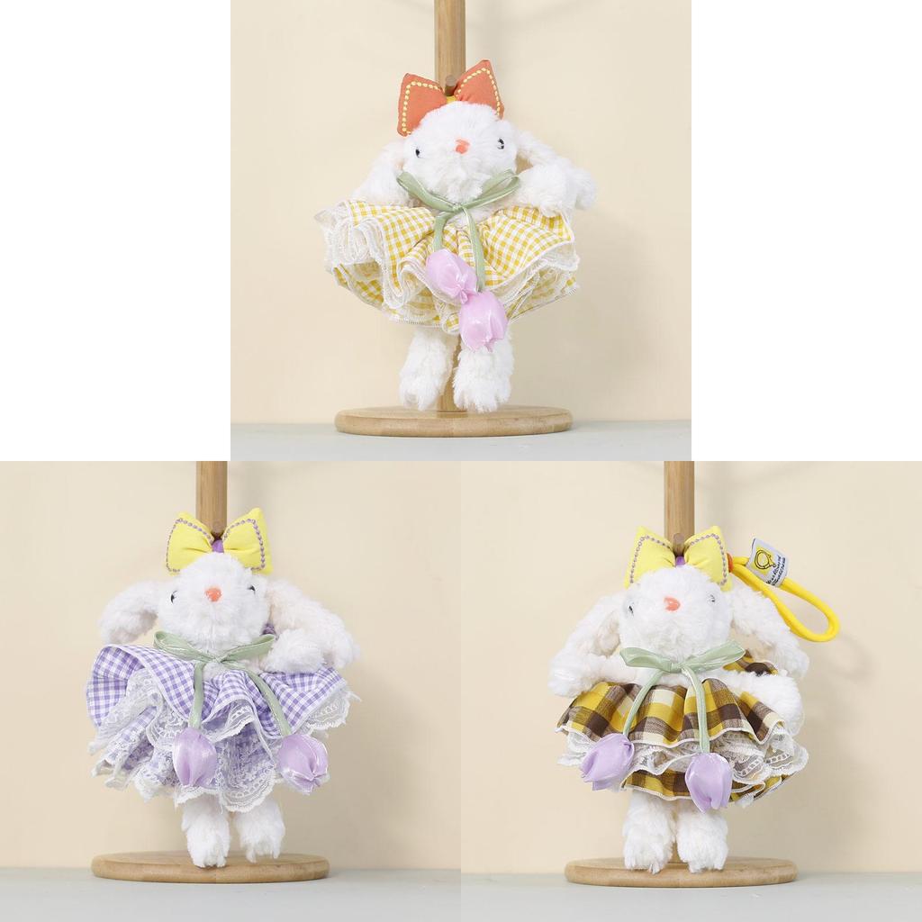 Cute Bunny Plush Keychain With Tulip Bow For Bag Decoration And Gift For Kids