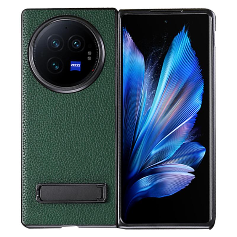 For vivo X Fold3 Pro Cell Phone Cover Drop-proof PC+PU Leather Hidden Kickstand Case