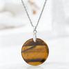 Round Slice Stone Pendent Necklace Natural Tiger Eye Lapis Lazuli Stone Chain Necklace Exquisite Jewelry Gift For Women