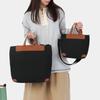 Canvas Tote Bag with Leather Trim and Adjustable Shoulder Strap Stylish Women's Handbag for Daily Use and Work