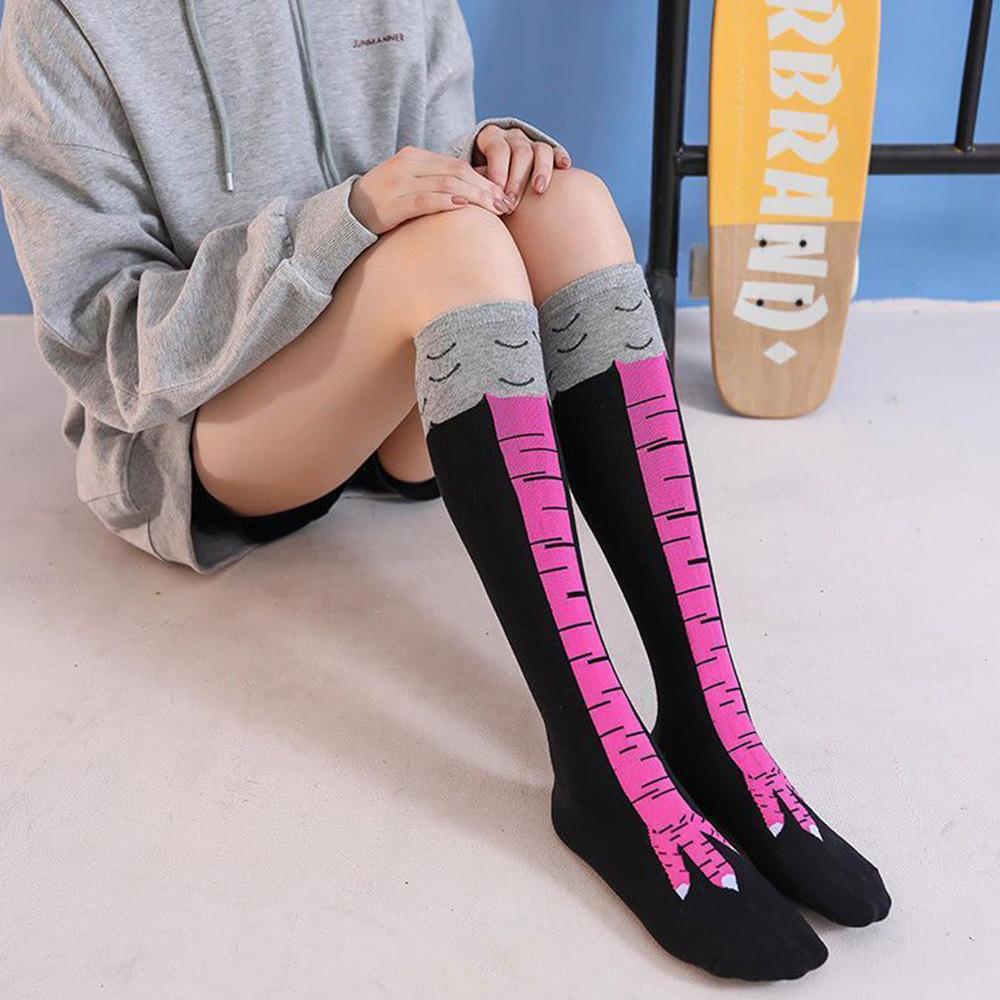 Women's Trendy Ostrich Chicken Feet Over-the-Knee Compression Socks for Spring, Autumn, and Winter