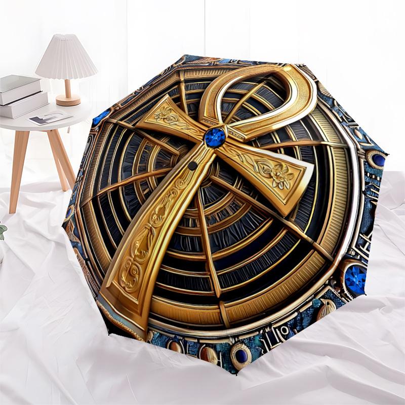 1pc Egyptian The Key To Life Automatic Folding Umbrella   Compact 8 Rib Design, Durable Iron Frame for Travel, Outdoor,  A0920109