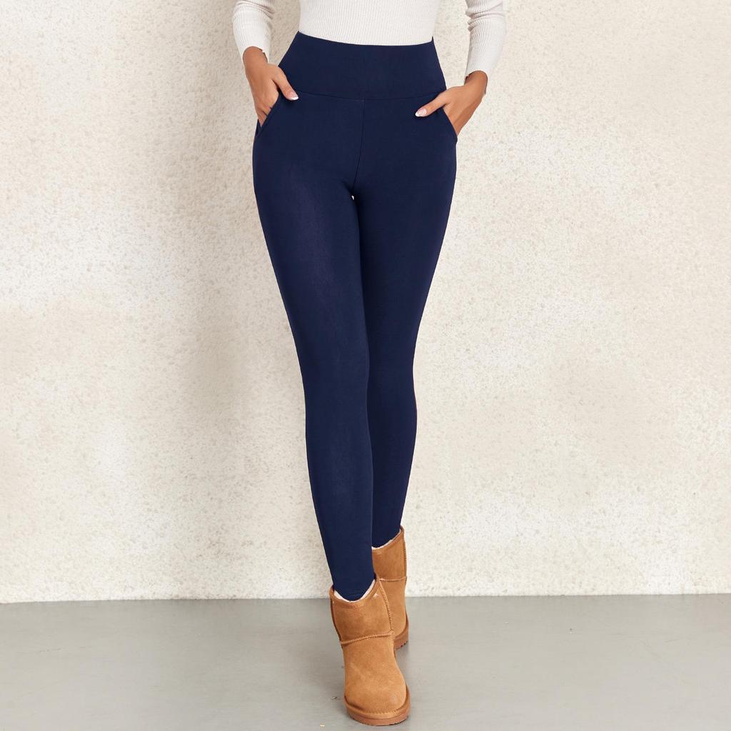 Women's High Waisted Fleece-Lined Lambswool Leggings