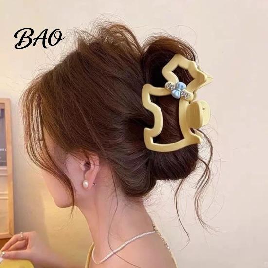 Rhinestone Hair Claw Women Shark Claw, Hollow Puppy Design Clip with Blue Bows And Rhinestones, Shower Anti-slip Teeth Back Head for Multiple Volumes