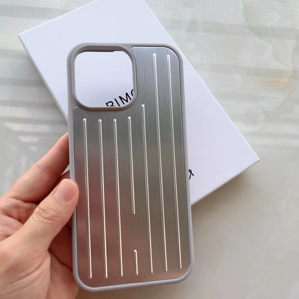 Stylový 3D vlnitý pruhovaný business kufr pouzdro na telefon pro iPhone 16 15 14 13 ProMax kryt tvrdý nárazuvzdorný kryt s krabičkou
