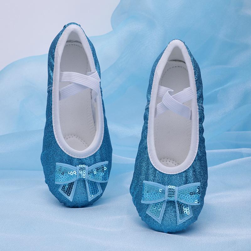 Girls' Sequin Rainbow Ballet Shoes with Soft Cat Paw Soles for Dance Practice & Performance