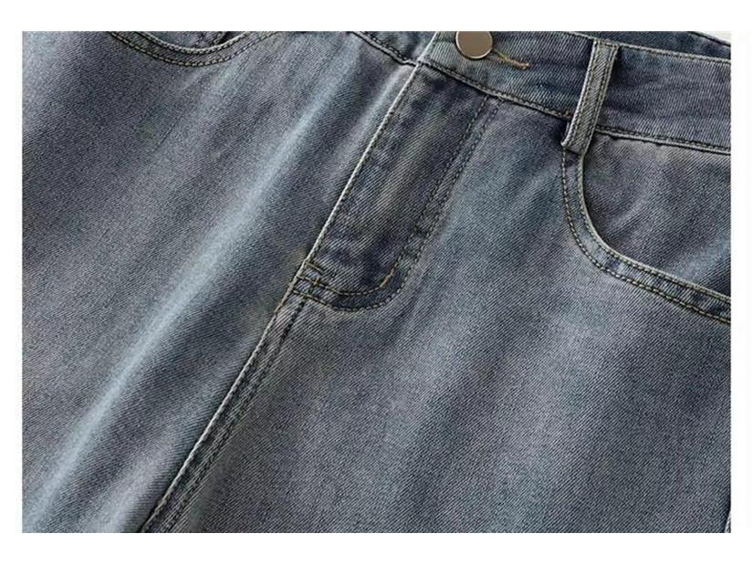 Spring 2026 Women's Chinese Style Embroidered Jeans: Trendy, Loose, Slimming Wide Straight-Leg Pants