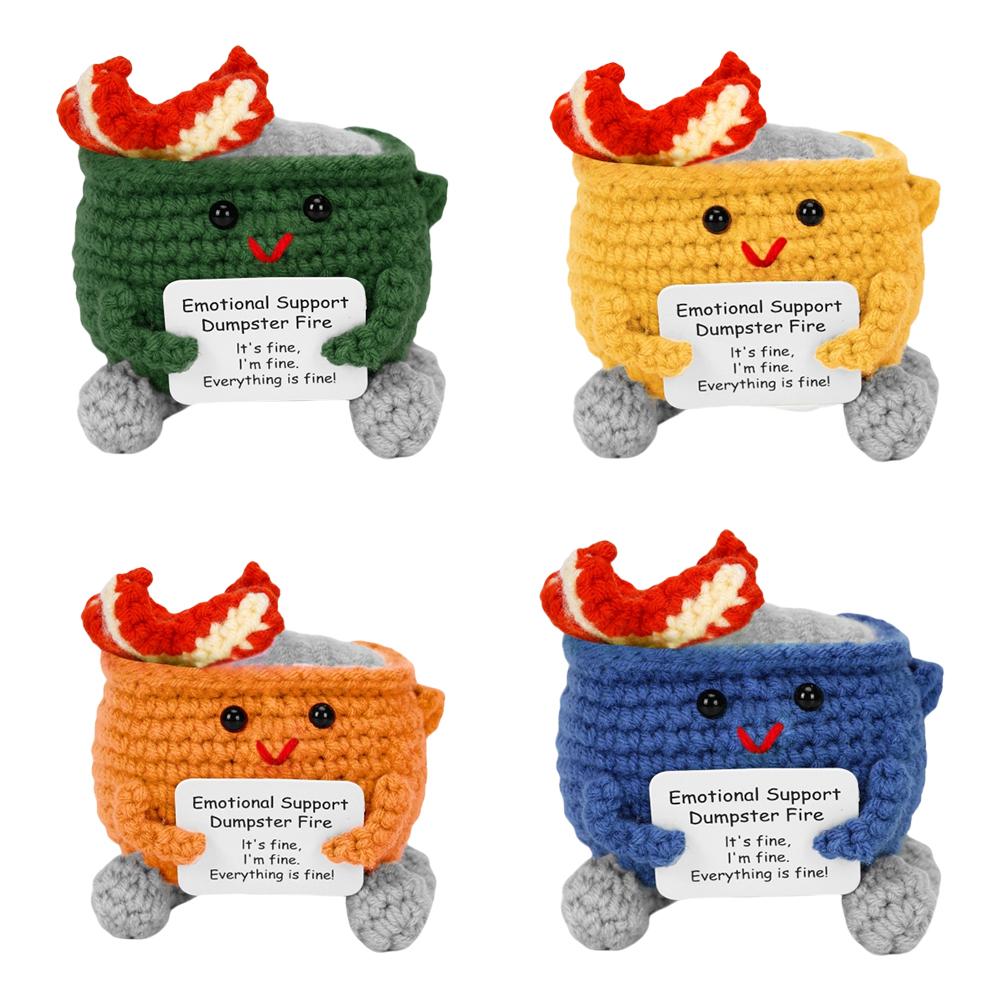 Häkeln Müllcontainer Feuer Niedlich Humorvoll Emotionale Unterstützung Dekoration Geschenk für Zuhause und Büro Fröhliches Accessoire