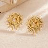 DIEYURO 316L Stainless Steel Sunny Spiked Golden Heart Stud Earrings for Women Vintage Sunburst Earrings Waterproof Jewelry Gift